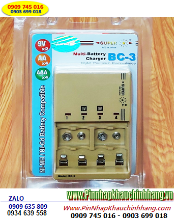 Super BC-3, Máy sạc 04 Pin AA-AAA-9v ( 04 Khe sạc 2-4 pin AA -AAA và 02 pin 9v vuông)